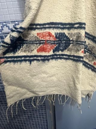 Poncho de lana vintage multicolor
