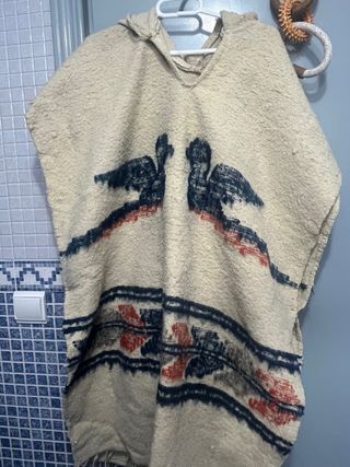 Poncho de lana vintage multicolor