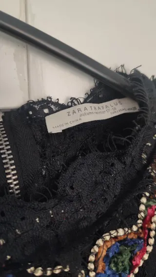 Top Zara Talla S Encaje Bordado Artístico