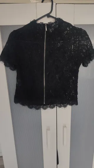 Top Zara Talla S Encaje Bordado Artístico