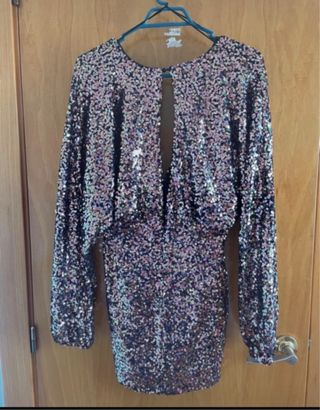 Vestido lentejuelas Zara morado Talla M