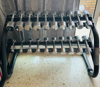 Rack Cromado para Mancuernas Technogym.