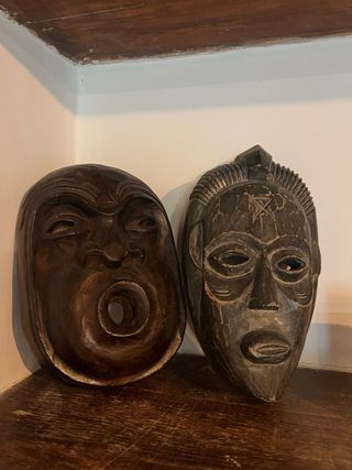 Máscaras decorativas de madera (2 unidades)