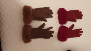 2 pares guantes mujer con pelo