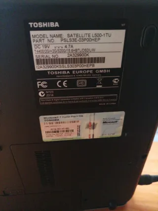 Portátil Toshiba Satellite L500-1TU