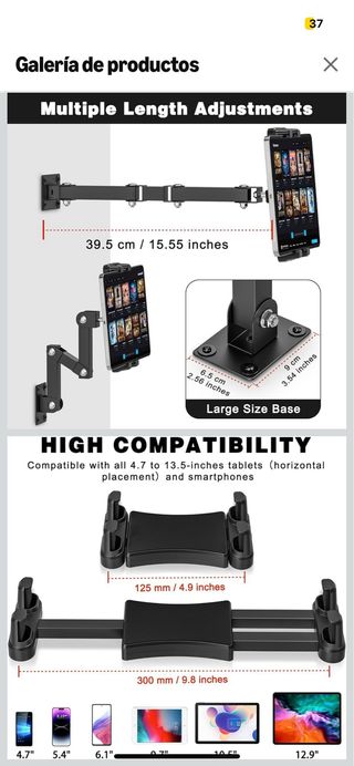 Soporte pared Tablet/iPad articulado