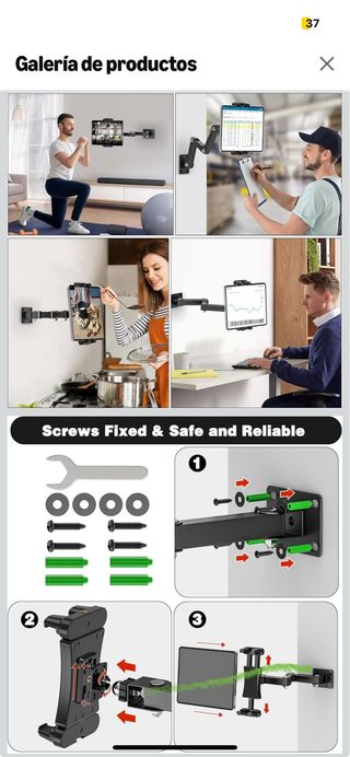 Soporte pared Tablet/iPad articulado