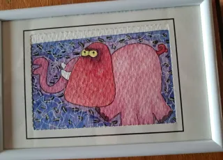 Acuarela original elefante 16x10 cm