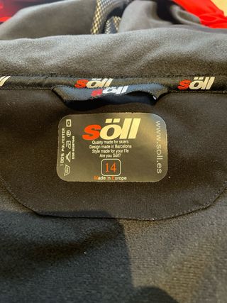 Chaqueta Snow/Ski Negra y Roja marca söll talla 14
