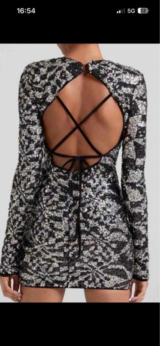 Vestido Bershka lentejuelas negro multicolor