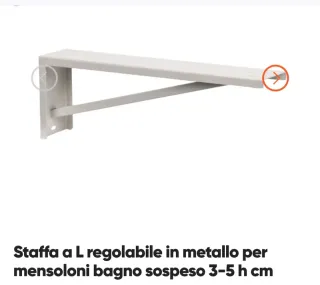 N.2 Staffe a L in metallo per mensoloni lavabo