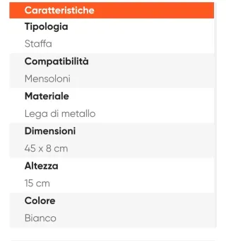 N.2 Staffe a L in metallo per mensoloni lavabo
