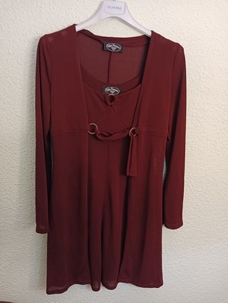 Vestido burdeos elegante Talla S/M