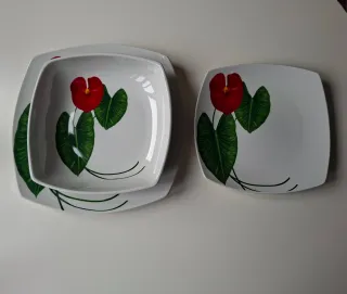 Vajilla Luminarc Flores Rojas