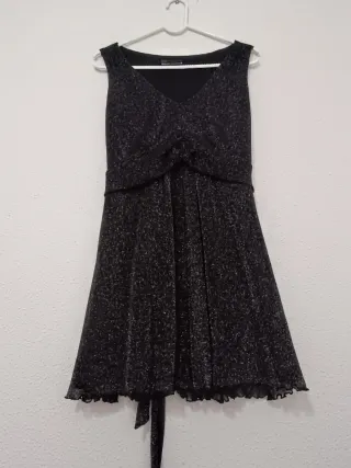 Vestido fiesta mini hilo plateado