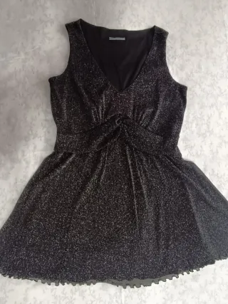 Vestido fiesta mini hilo plateado