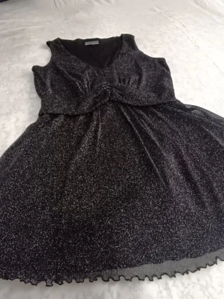 Vestido fiesta mini hilo plateado