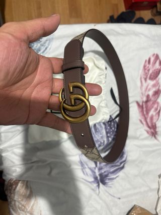 Cintura Gucci Marrone Fibbia Dorata Taglia 36