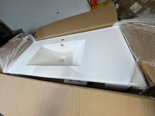 Lavabo encimera ceramico blanco rectangular