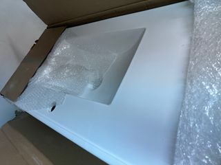 Lavabo encimera ceramico blanco rectangular