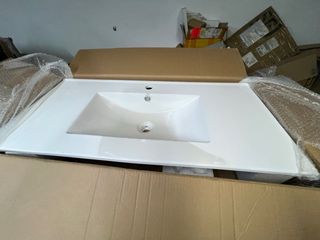 Lavabo encimera ceramico blanco rectangular