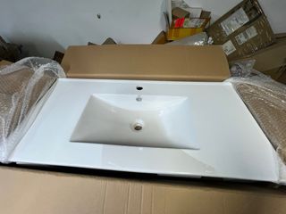 Lavabo encimera ceramico blanco rectangular