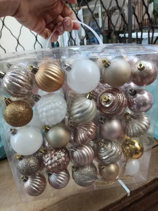 Set 50 Palline Natale Oro rosa e Argento