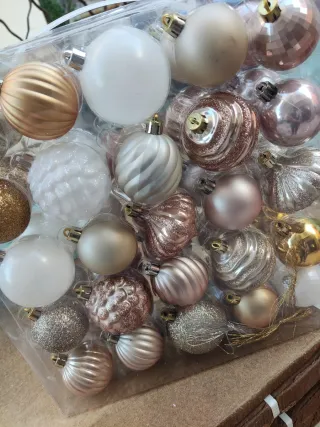 Set 50 Palline Natale Oro rosa e Argento