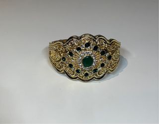 Pulsera Fallera/Regional Dorada con Piedras Verdes