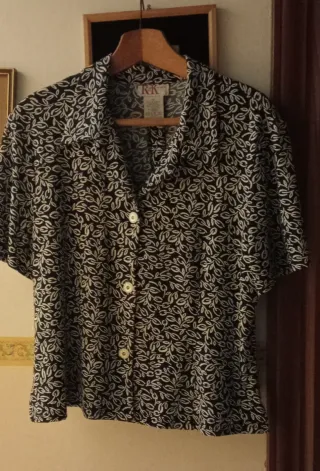 Vestito con giacchino lungo fantasia bianco e nero