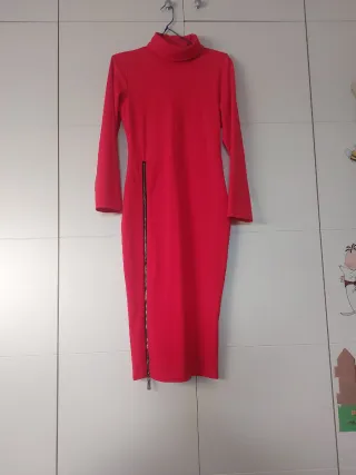 Vestido rojo cuello alto con cremalleraS/M