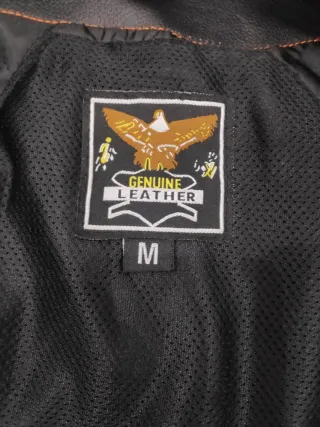 Chaqueta Biker Cuero Negra y Gris