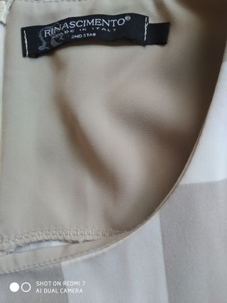 Vestido corto Rinascimento cuadros beige y blanco