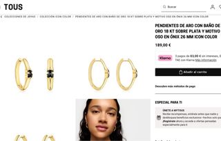 Aros Tous Oro 18k Plata y Ónix