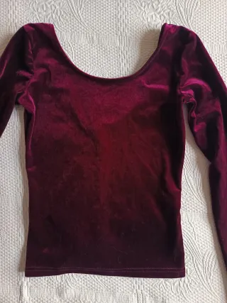Top terciopelo manga larga granate