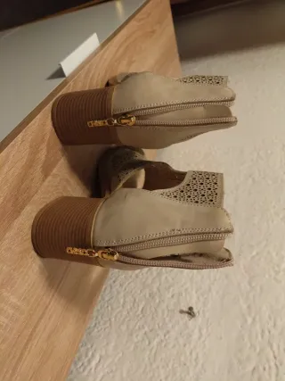 Sandalias tacón beige mujer talla 37