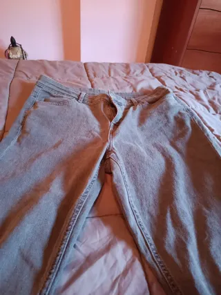 Pantalón vaquero largo gris invierno mujer