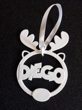 Bolas Navidad Personalizadas Nombres cara de Reno.