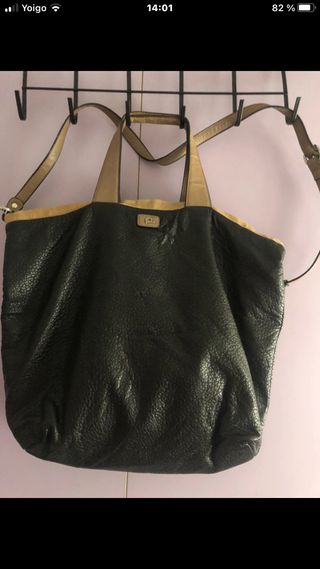 Bolso grande Dayaday negro y beige