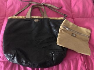 Bolso grande Dayaday negro y beige