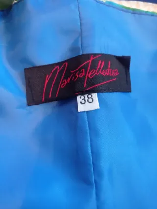 Elegante conjunto corpiño falda larga azul y pañue