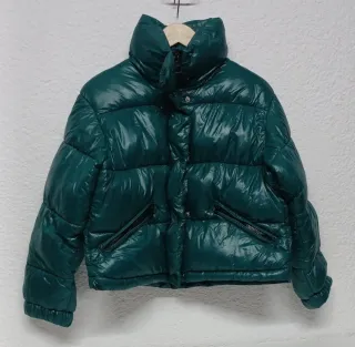 Cazadora plumas Mango impermeable verde Talla M-L