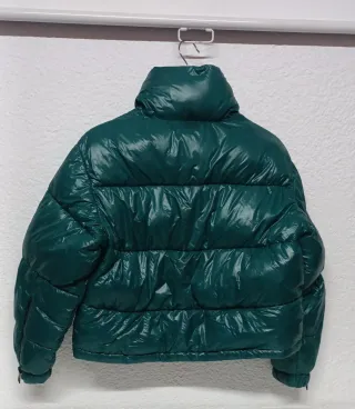 Cazadora plumas Mango impermeable verde Talla M-L