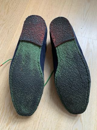 Zapatos Ganso Azul Marino con Cordones Verdes