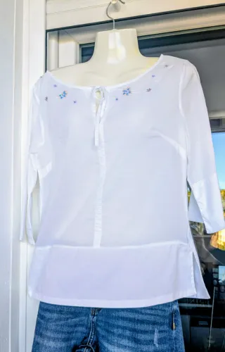 Camisa Zara blanca bordada