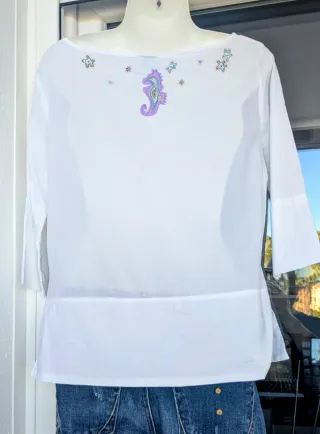 Camisa Zara blanca bordada