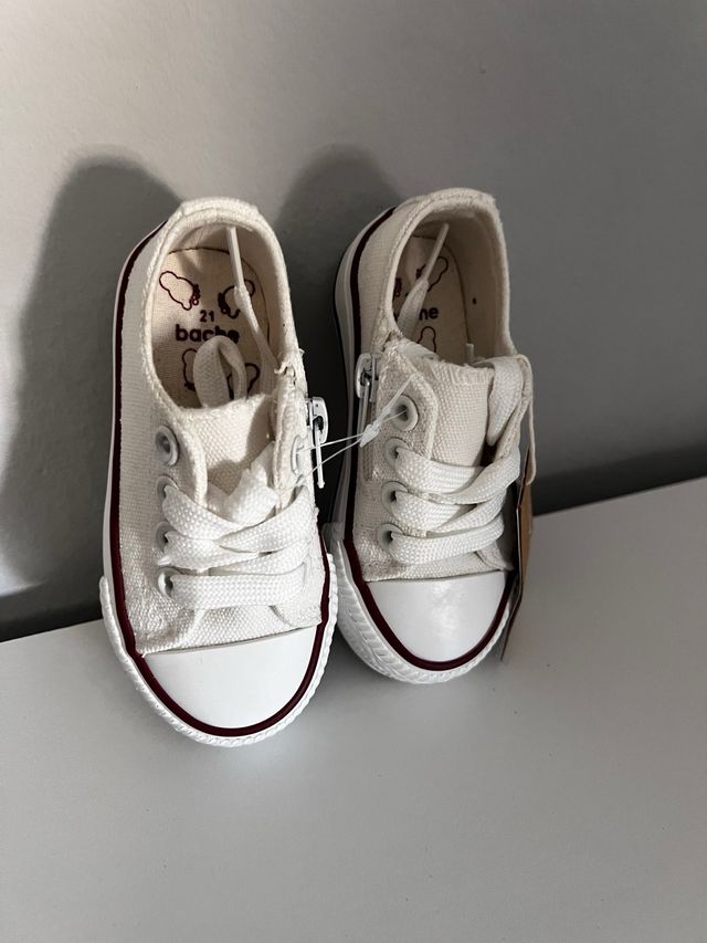 Zapatillas blancas lona niño/niña talla 21