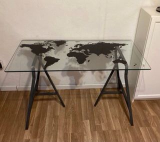Mesa de cristal mapa mundi