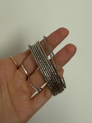 Pack 8 Pulseras Estilo Brazalete Plateadas