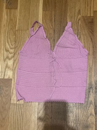 Top rosa cuello abierto